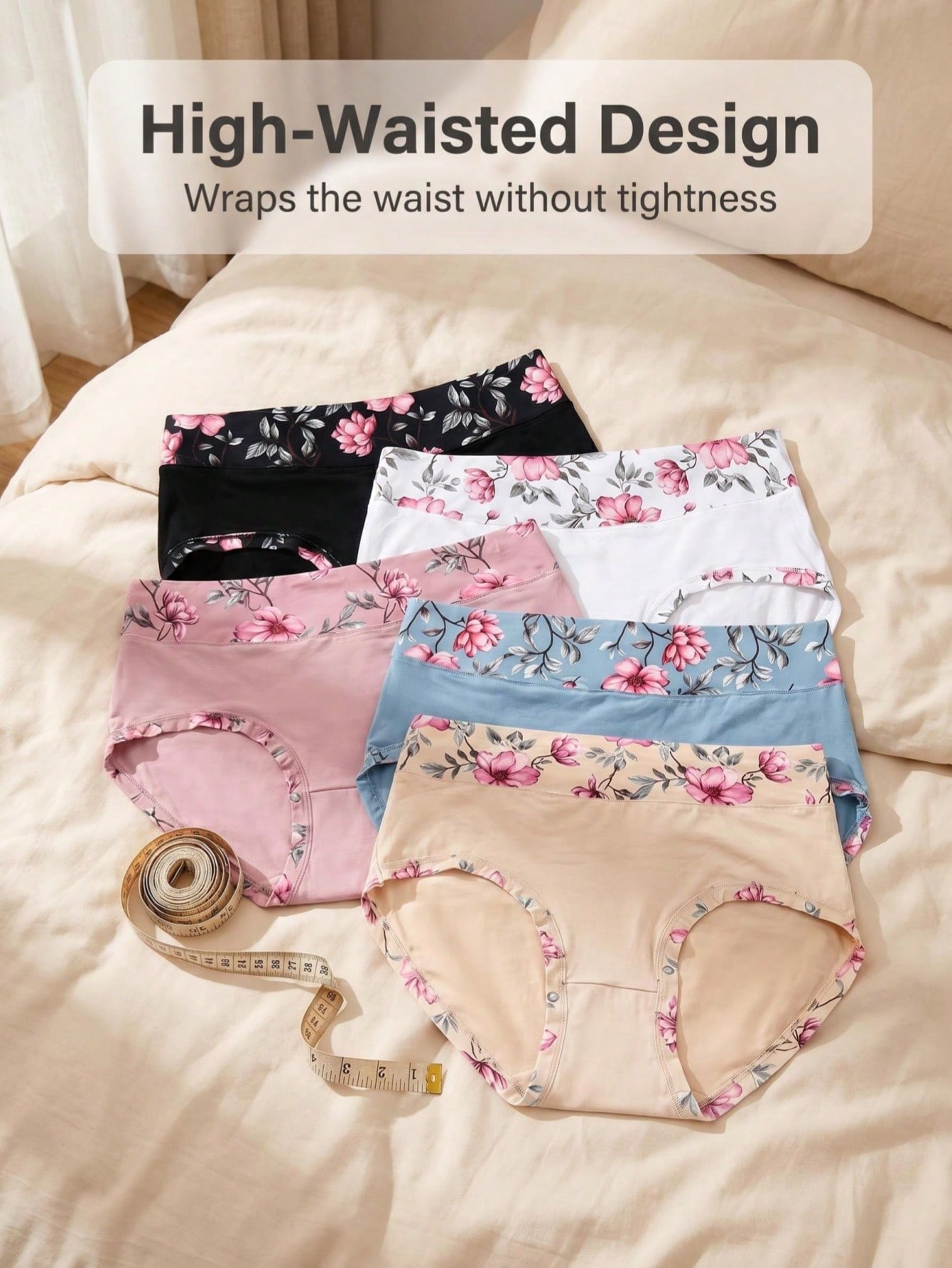 Women Fashion Images - 5PCS Büyük Beden Kadın Çiçek Desenli