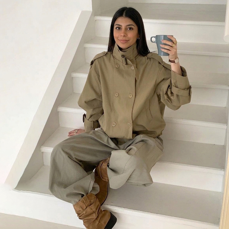 Women'S Fashion Utility Jacket - Kadınlar İçin Rahat Kesim Kısa Kullanışlı