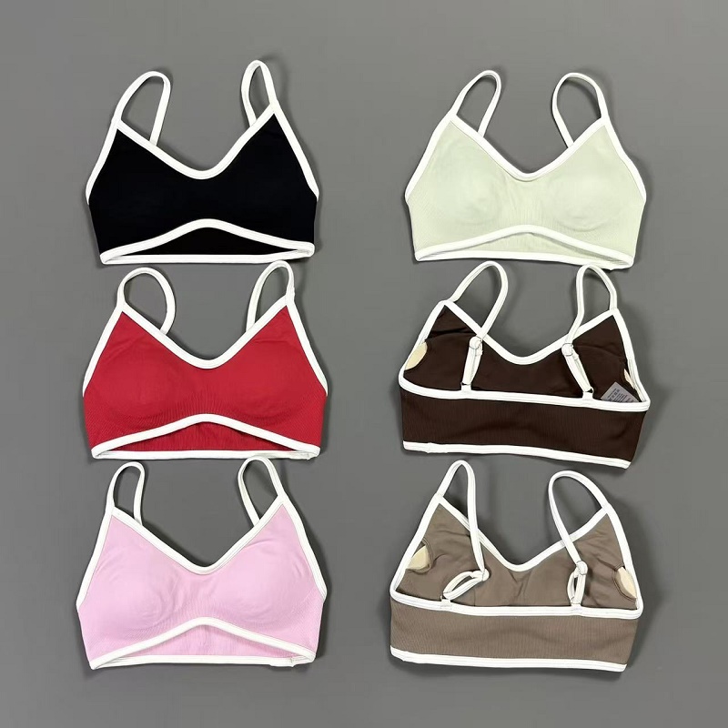 Bra Top Seamless - Kadınlar Kontrast Çizgili Yoga Sütyeni V