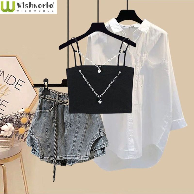 Women Fashion Jeans Top - Yaz Set kadın 2024 yeni kore