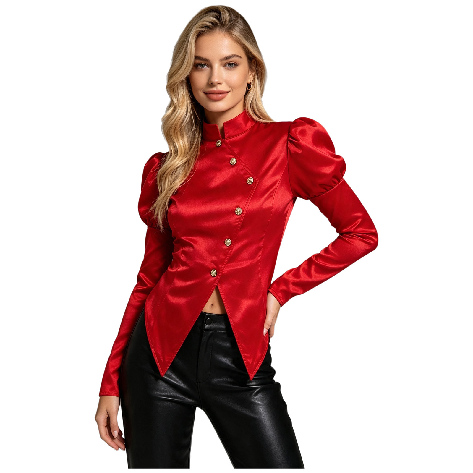Puff Sleeve Blouse - Kadınlar için Viktorya Dönemi Üstleri Düğmeli