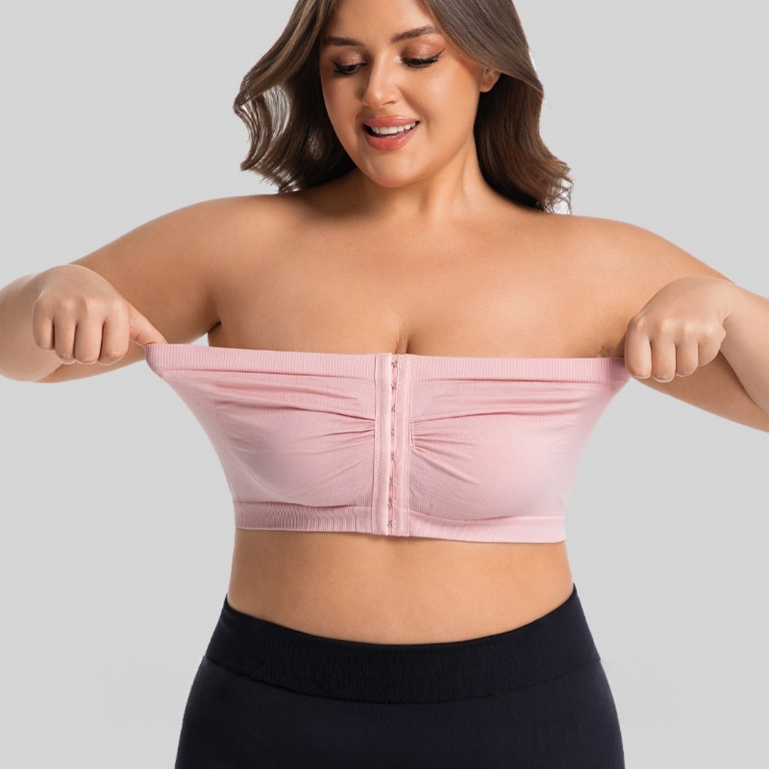 Bra Top Seamless - Kadın Büyük Beden Straplez Önden Kapatmalı