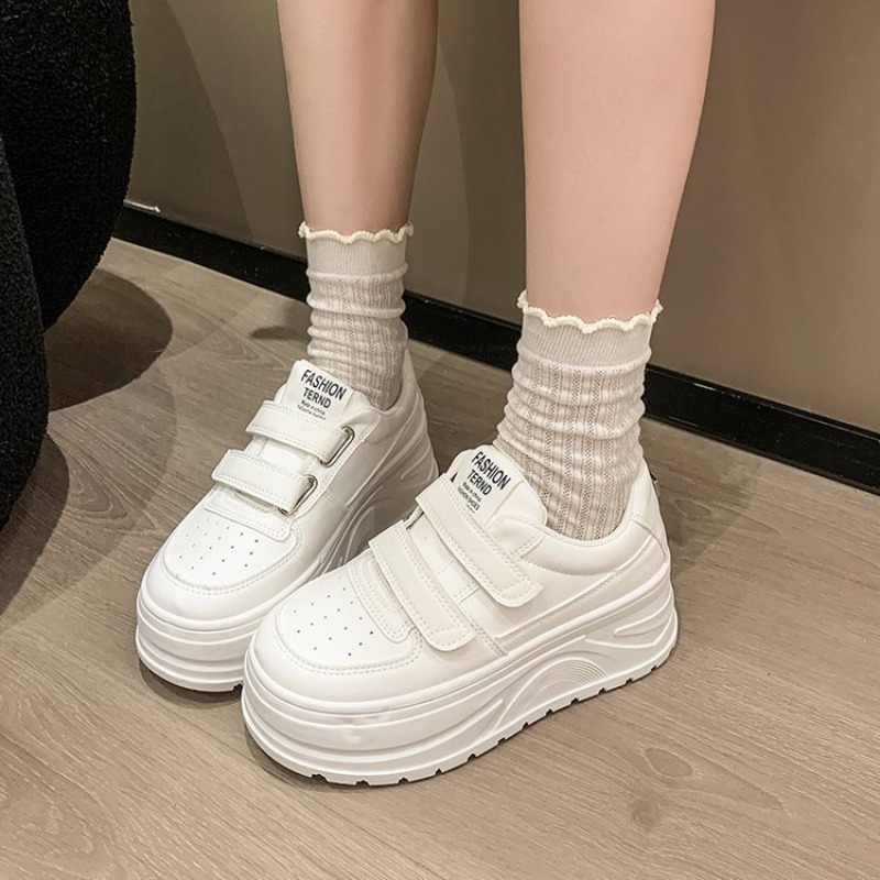 Women'S Fashion Velcro Sneakers - Kadın Yeni Beyaz Spor Ayakkabıları Cırtlı