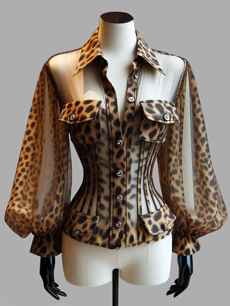 Kadın Leopar Desenli Şeffaf Ko - Corset Top Boned incelemesi ve fiyatı